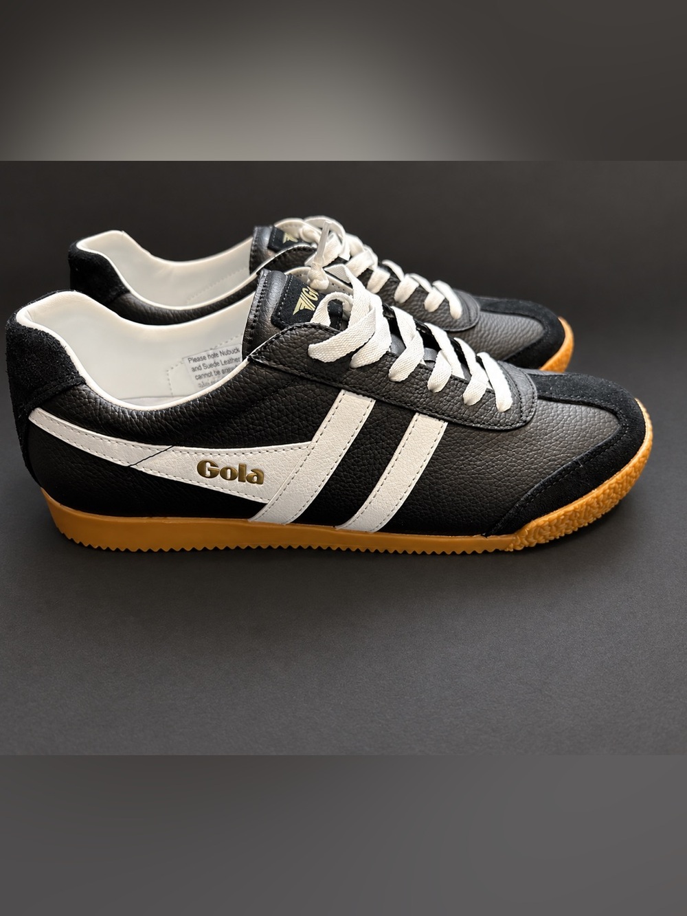 Gola Harrier Leather Men's Shoes Black White Gum Size US 9.5 Store Display Model
